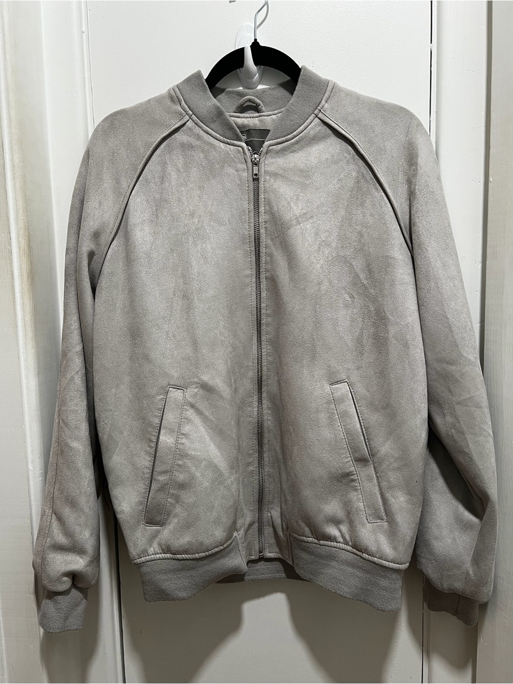 ASOS Light Gray Suede Bomber Jacket